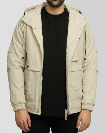 کاپشن مردانه کلاه دار کرم روشن 24416418