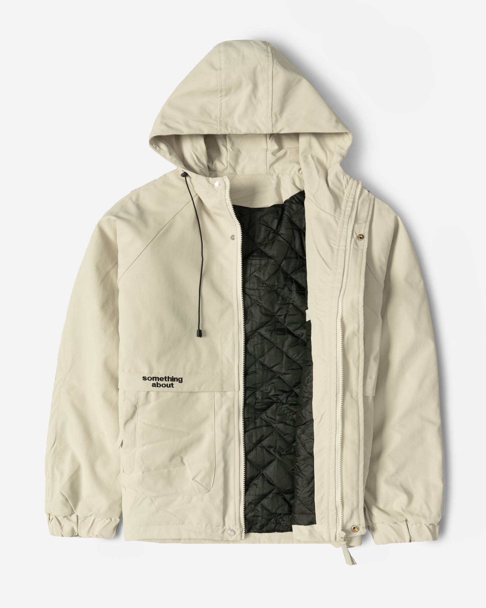 کاپشن مردانه کلاه دار کرم روشن 24416418