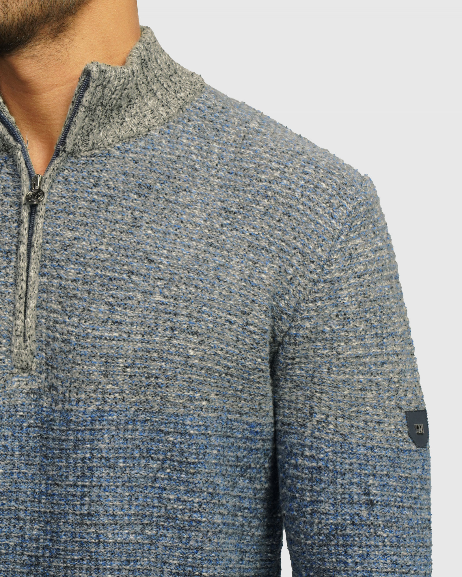 خرید و قیمت پلیور بافت نیم زیپ مردانه آبی 84441142