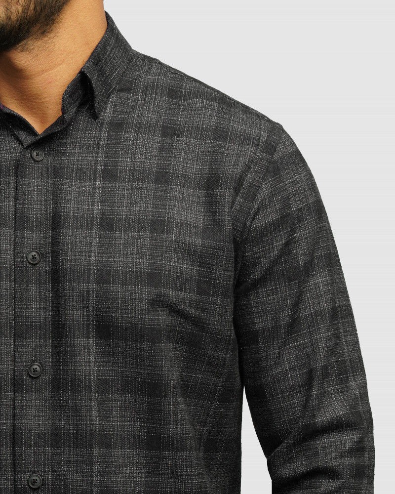 خرید و قیمت پیراهن آستین بلند چهارخانه ذغالی 24497290