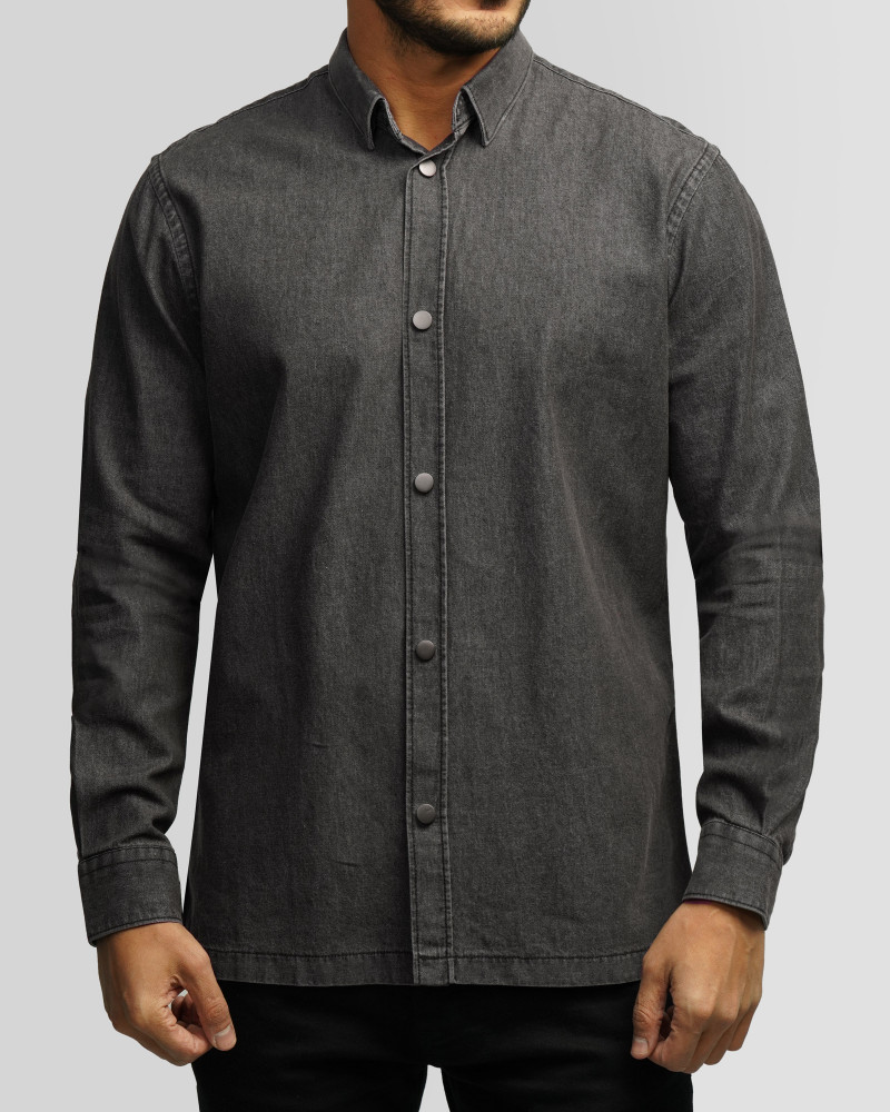 خرید و قیمت پیراهن جین آستین بلند خاکستری 24474177