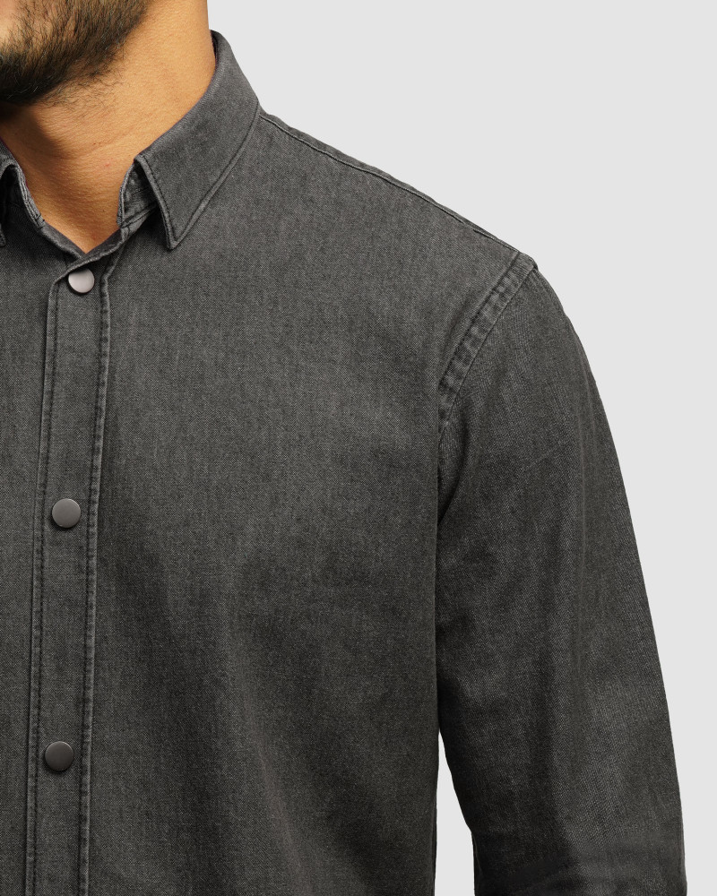 خرید و قیمت پیراهن جین آستین بلند خاکستری 24474177