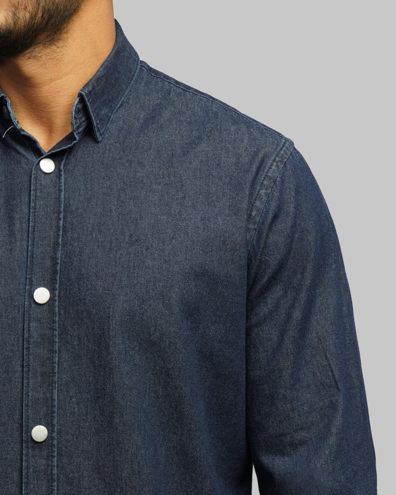 خرید و قیمت پیراهن جین آستین بلند سرمه ای 24474177