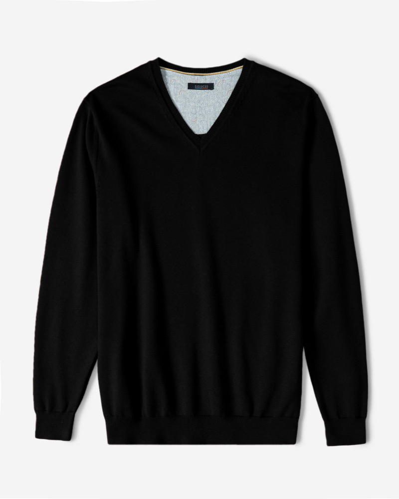 پلیور بافت یقه هفت ساده مردانه مشکی 24472111