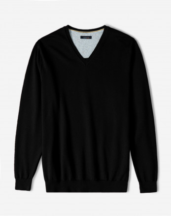 پلیور بافت یقه هفت ساده مردانه مشکی 24472111