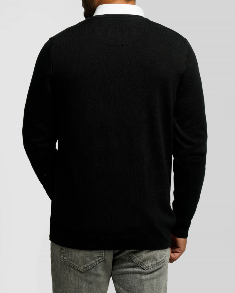 پلیور بافت یقه هفت ساده مردانه مشکی 24472111