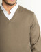 پلیور بافت یقه هفت ساده مردانه خاکی 24472111