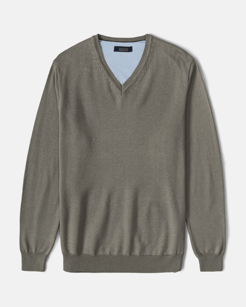 پلیور بافت یقه هفت ساده مردانه طوسی 24472111