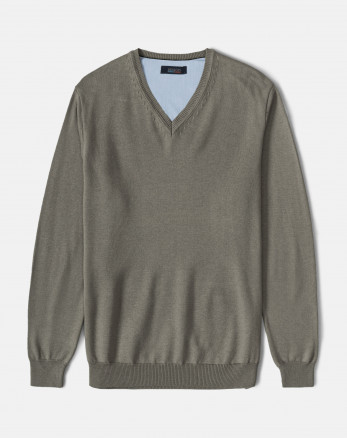 پلیور بافت یقه هفت ساده مردانه طوسی 24472111