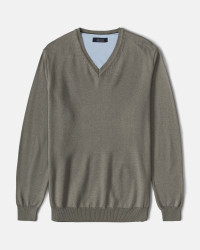 پلیور بافت یقه هفت ساده مردانه طوسی 24472111