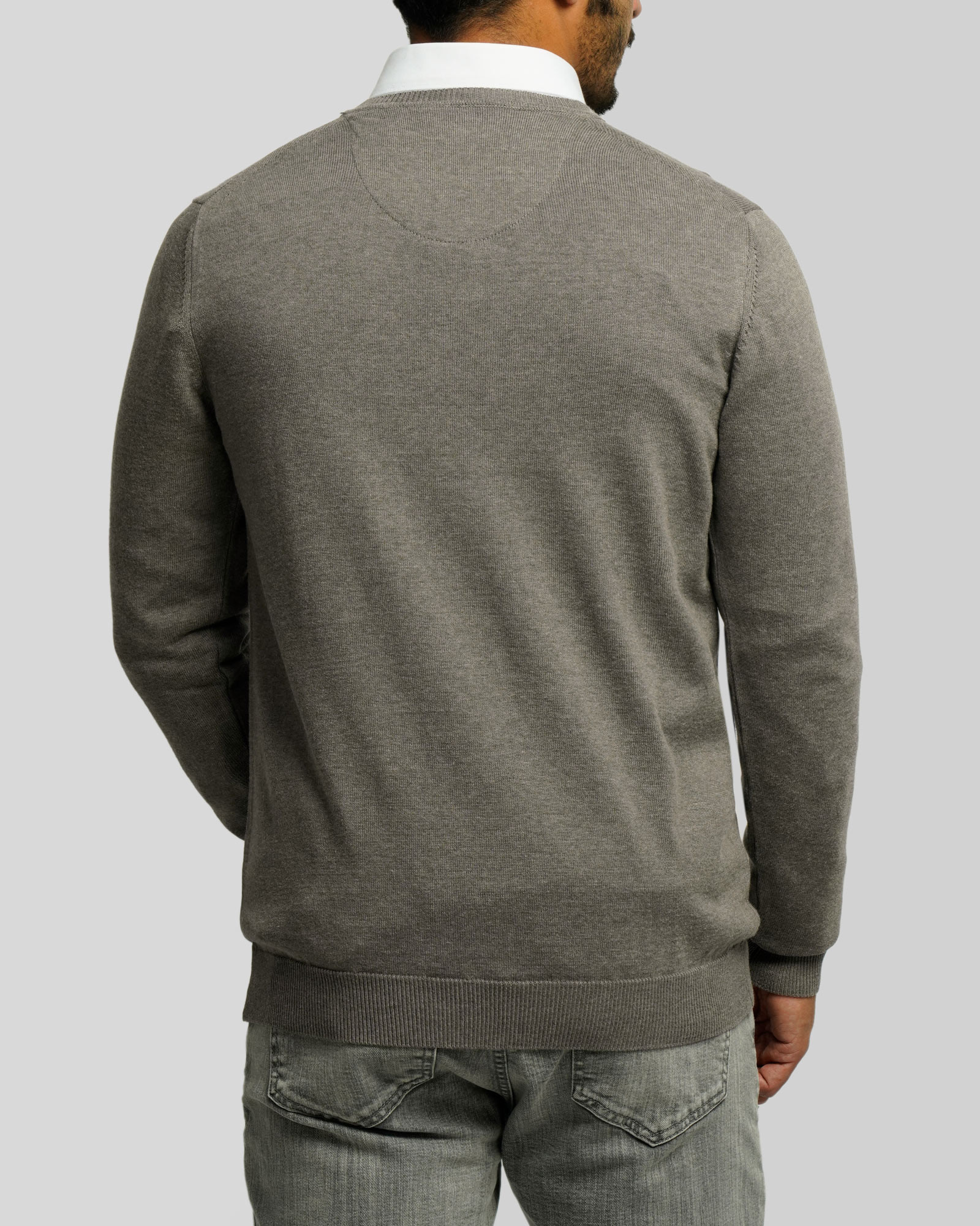 پلیور بافت یقه هفت ساده مردانه طوسی 24472111