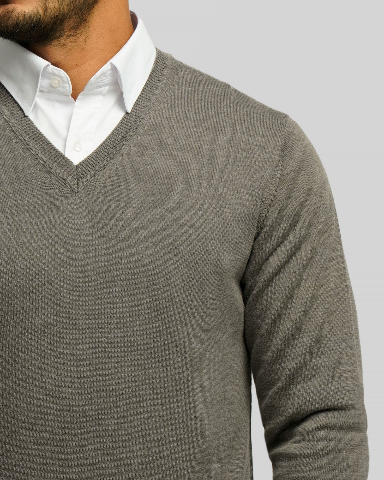 پلیور بافت یقه هفت ساده مردانه طوسی 24472111