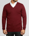 پلیور بافت یقه هفت ساده مردانه زرشکی 24472111
