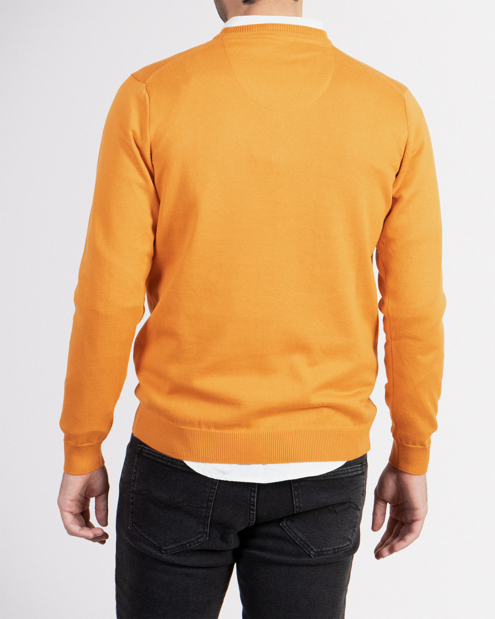 پلیور بافت یقه هفت ساده مردانه خردلی 24472111