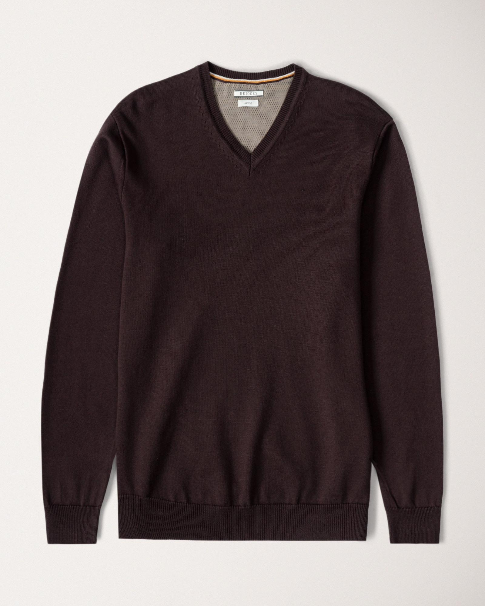 پلیور بافت یقه هفت ساده مردانه قهوه ای 24472111