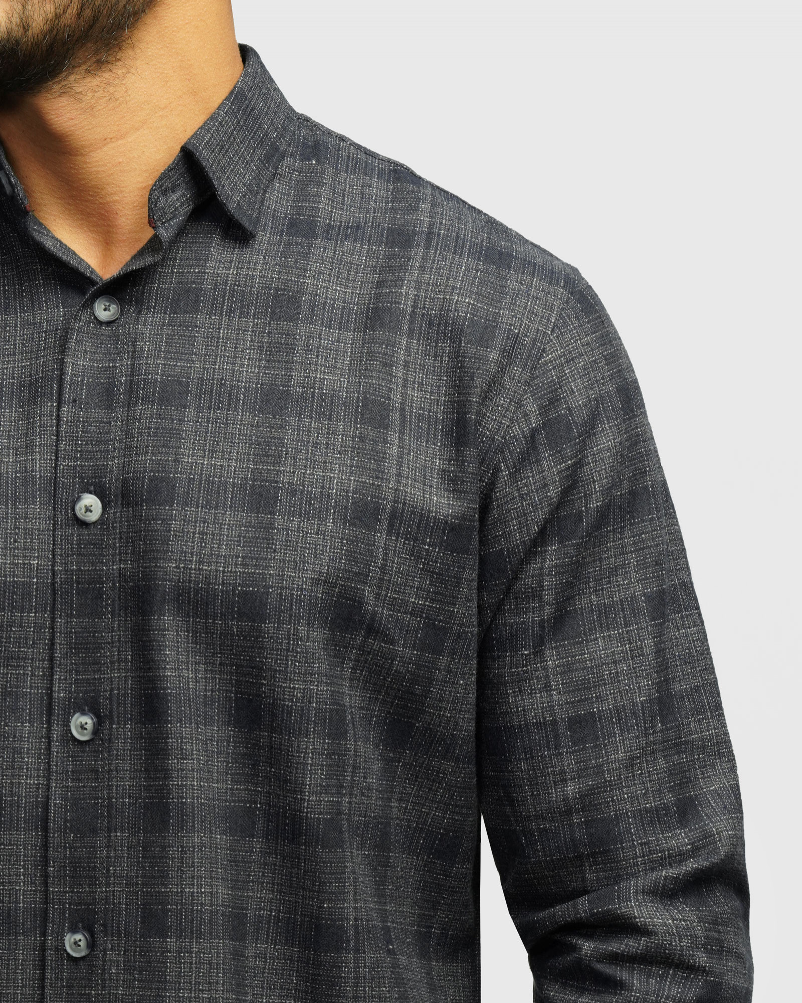 خرید و قیمت پیراهن آستین بلند چهارخانه سرمه ای 24497290