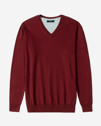 پلیور بافت یقه هفت ساده مردانه زرشکی 24472111