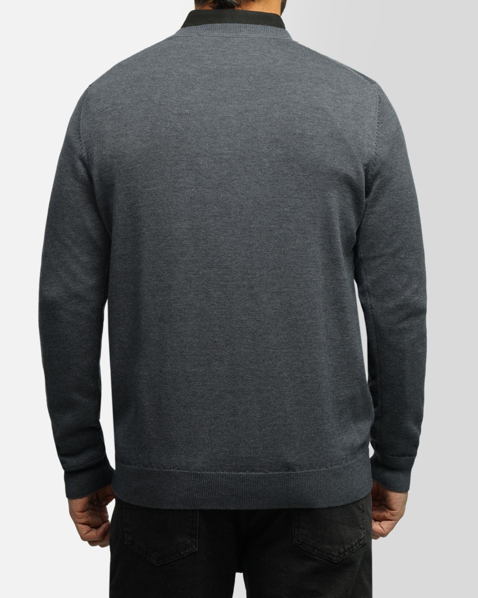 خرید و قیمت پلیور بافت یقه هفت ساده مردانه سرمه ای 24472112