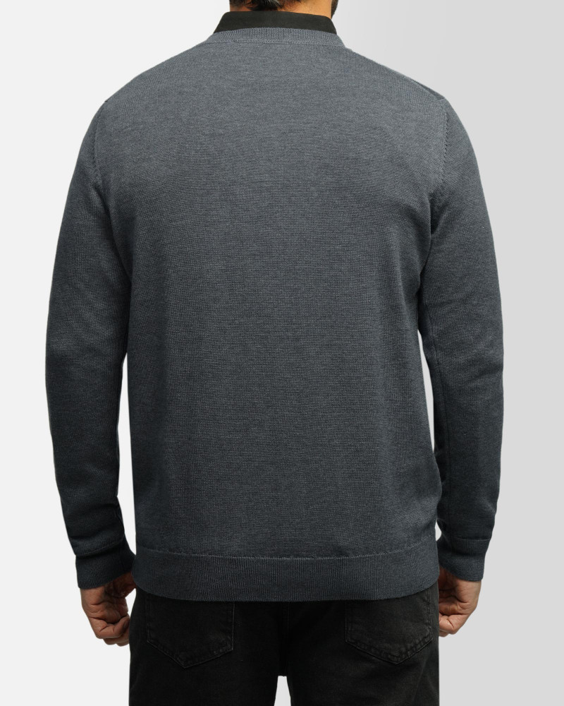 خرید و قیمت پلیور بافت یقه هفت ساده مردانه سرمه ای 24472112