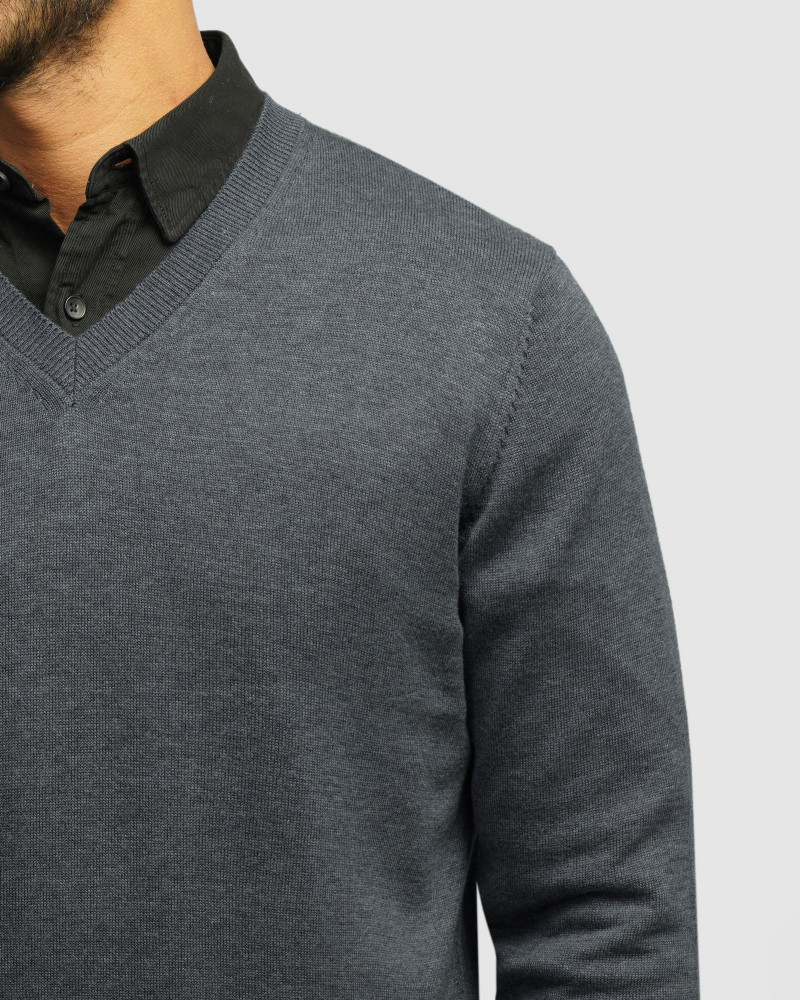 خرید و قیمت پلیور بافت یقه هفت ساده مردانه سرمه ای 24472112