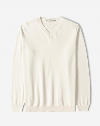 خرید و قیمت پلیور بافت یقه هفت ساده مردانه کرم روشن 24472112