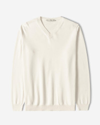 خرید و قیمت پلیور بافت یقه هفت ساده مردانه کرم روشن 24472112