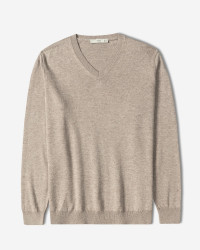 خرید و قیمت پلیور بافت یقه هفت ساده مردانه کرم تیره 24472112