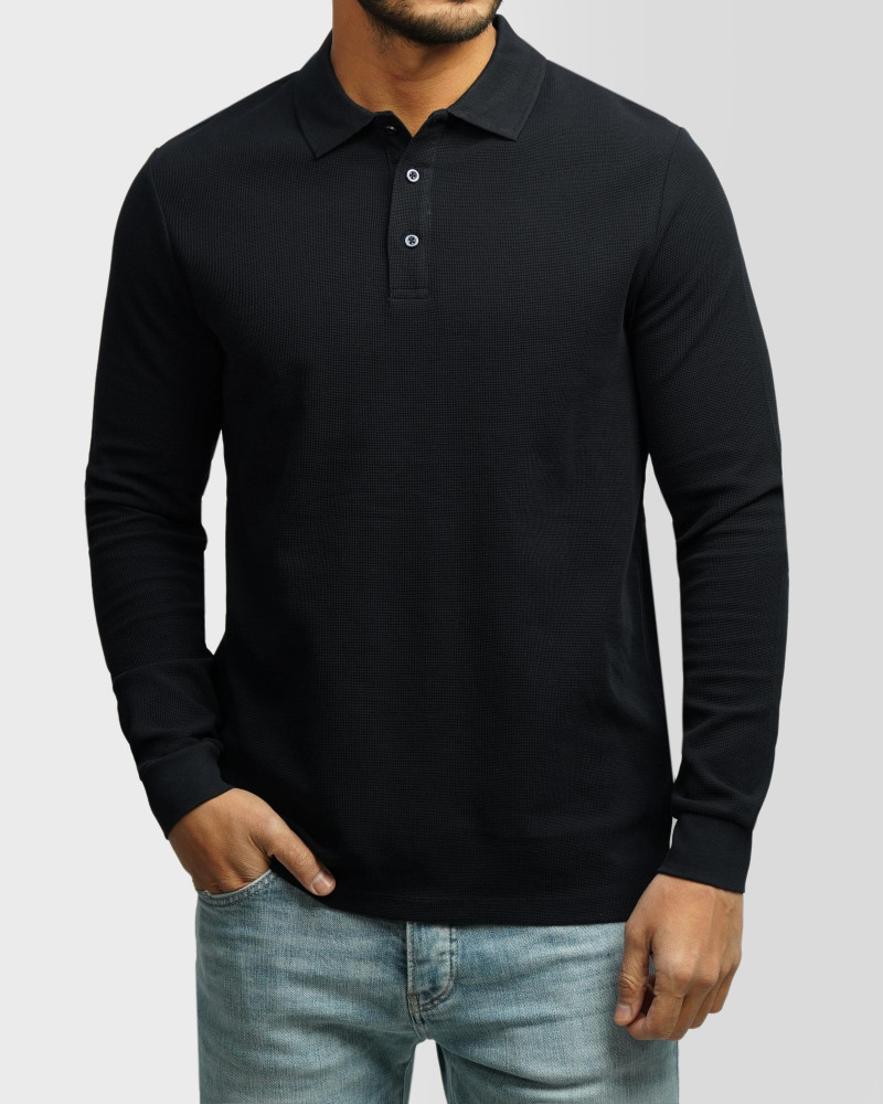 خرید و قیمت پولوشرت آستین بلند مردانه سرمه ای 84486135