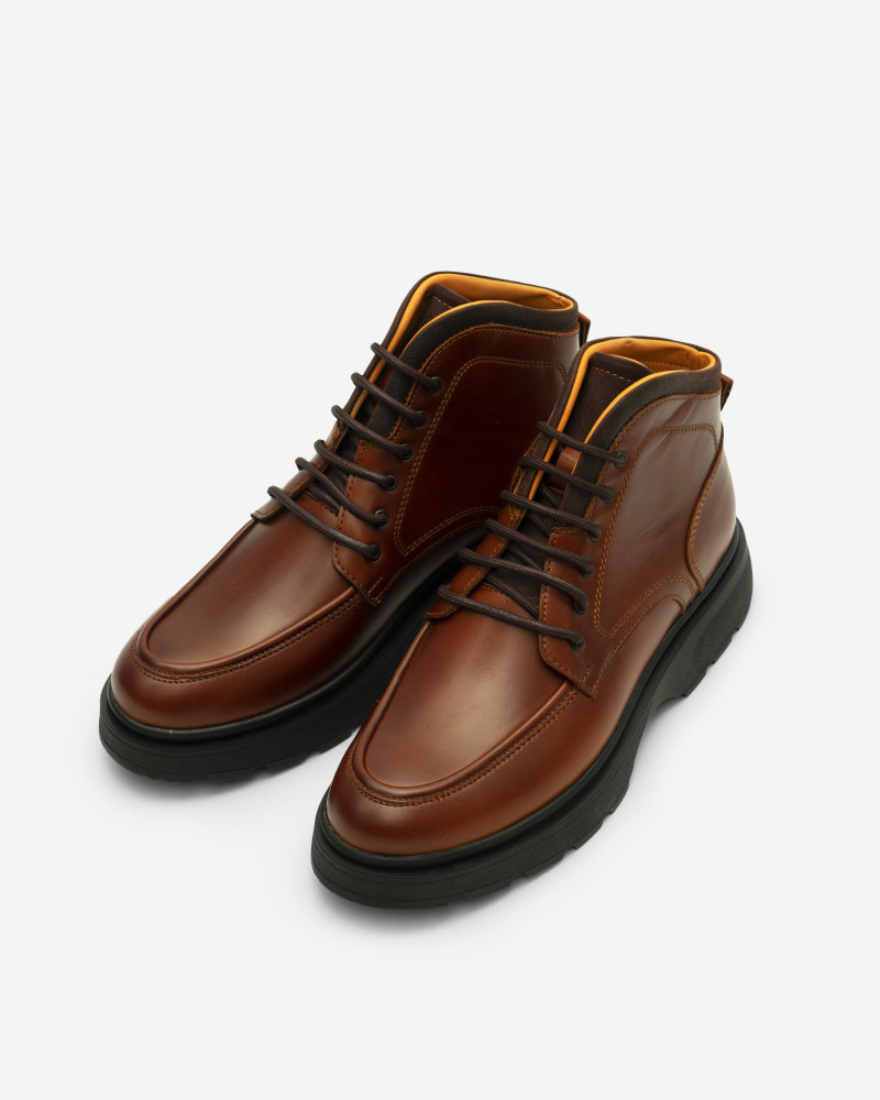 خرید و قیمت کفش بوت چرم مردانه بند دار قهوه ای روشن 23373118