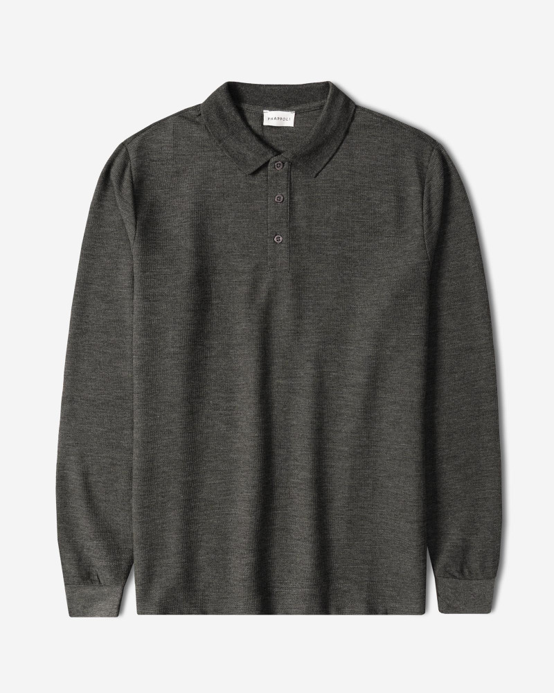 خرید و قیمت پولوشرت آستین بلند مردانه ذغالی 84486136