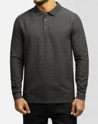 خرید و قیمت پولوشرت آستین بلند مردانه ذغالی 84486136