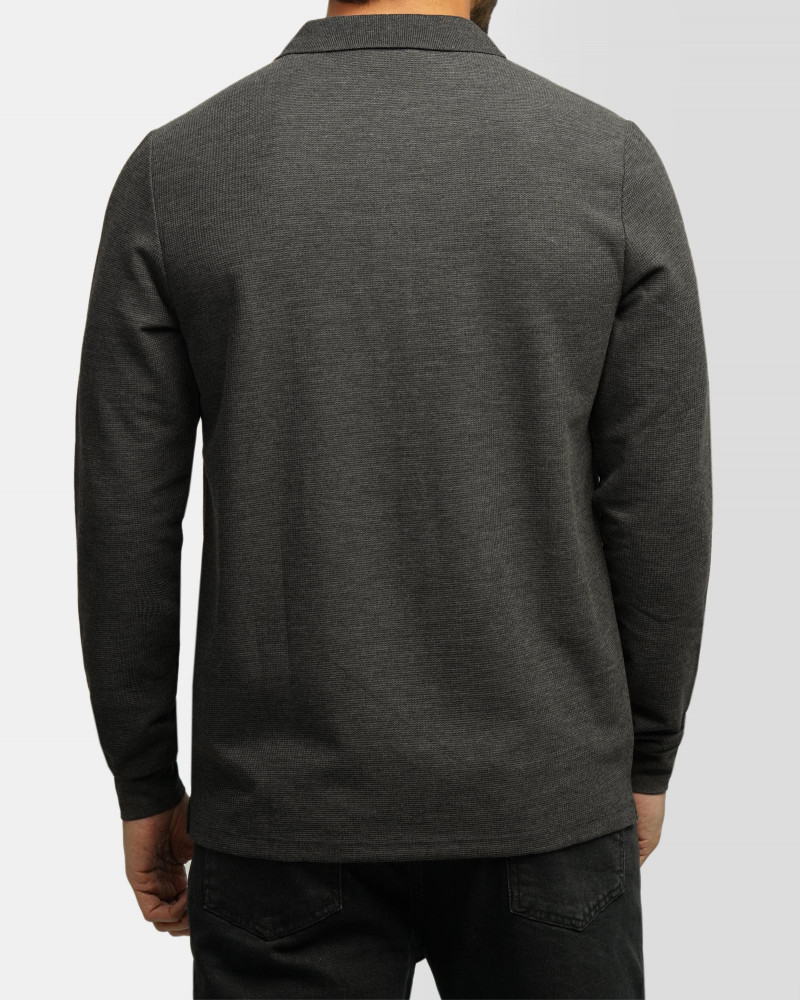 خرید و قیمت پولوشرت آستین بلند مردانه ذغالی 84486136