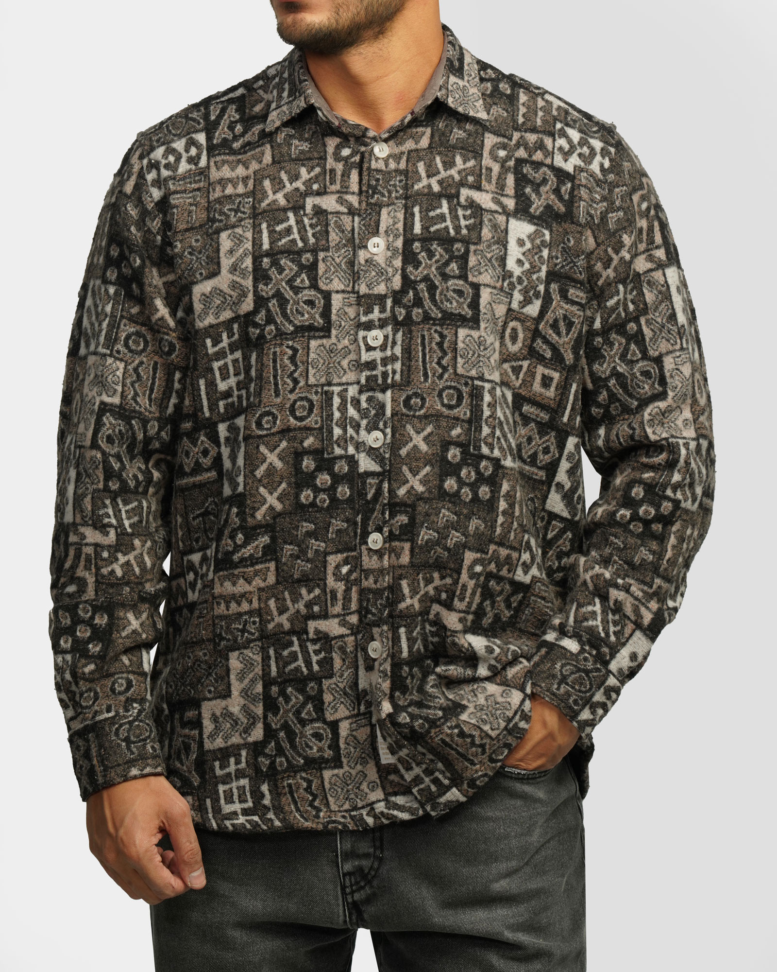 پیراهن ضخیم مردانه قهوه ای 24452337