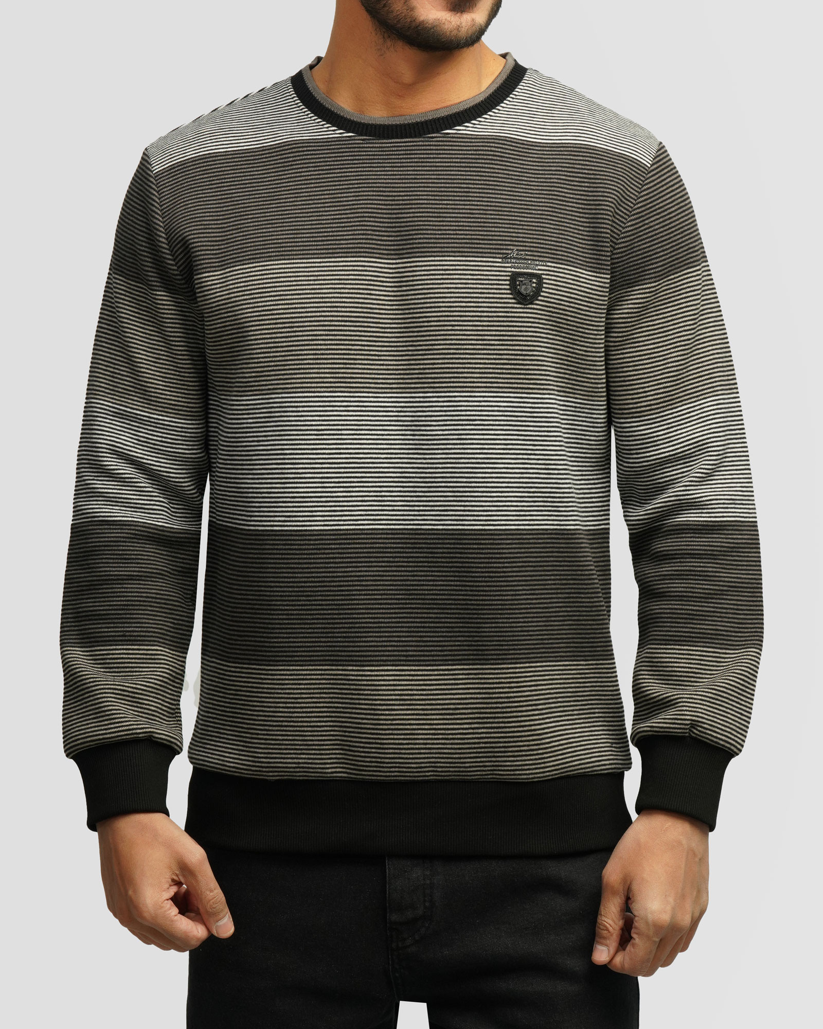 خرید و قیمت پلیور یقه گرد طرح دار مردانه خاکستری 84458152