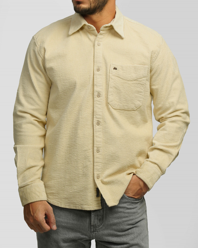 پیراهن مخمل کبریتی مردانه کرم 24352305