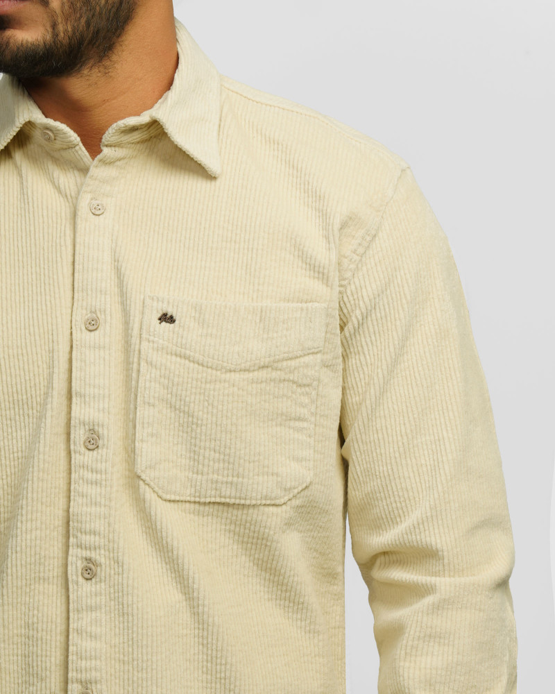 پیراهن مخمل کبریتی مردانه کرم 24352305