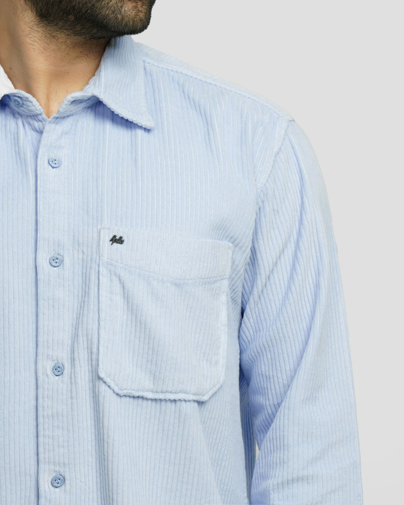 پیراهن مخمل کبریتی مردانه آبی روشن 24452340