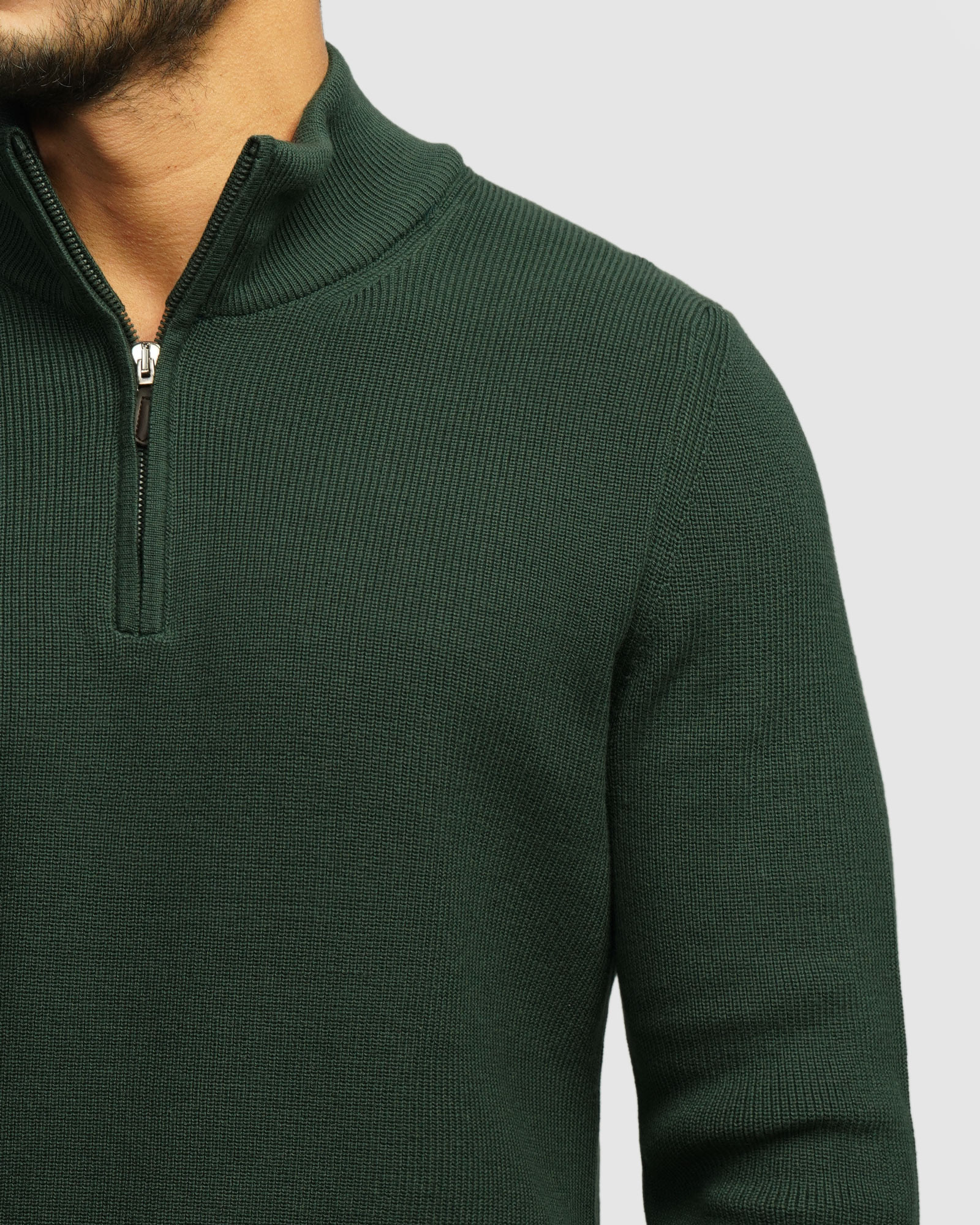 پلیور بافت نیم زیپ مردانه سبز 84441151