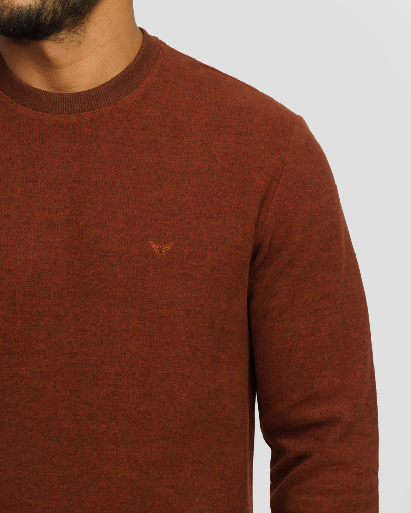 پلیور یقه گرد مردانه سلانیک ساده برنزی 24256159