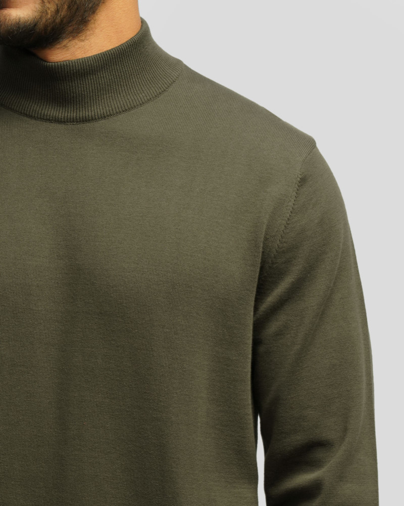 پلیور یقه 5 سانت ساده مردانه سبز 24350108