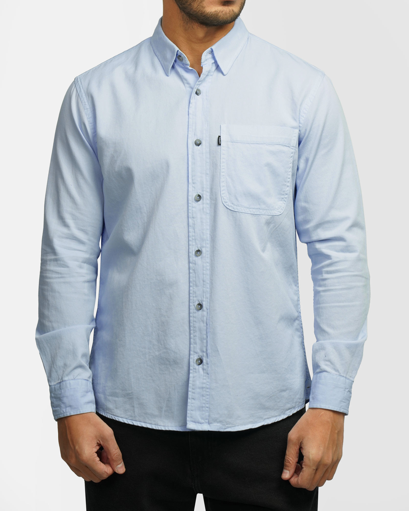 پیراهن آستین بلند ساده مردانه آبی روشن 24421316