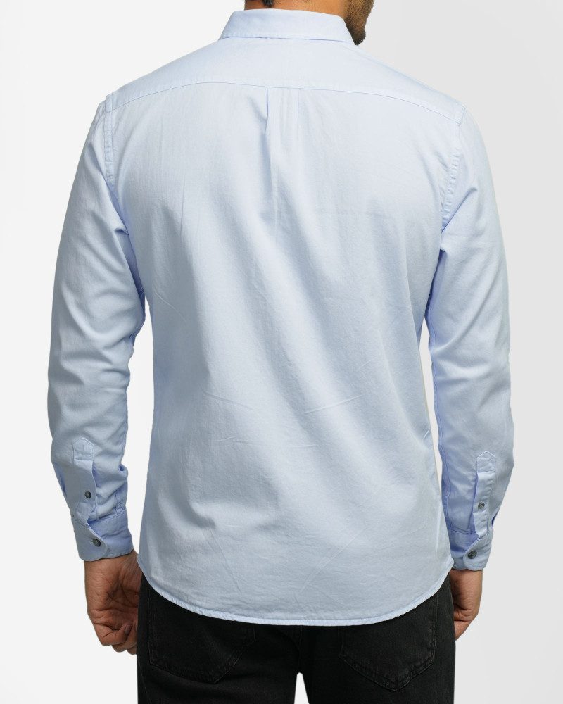 پیراهن آستین بلند ساده مردانه آبی روشن 24421316