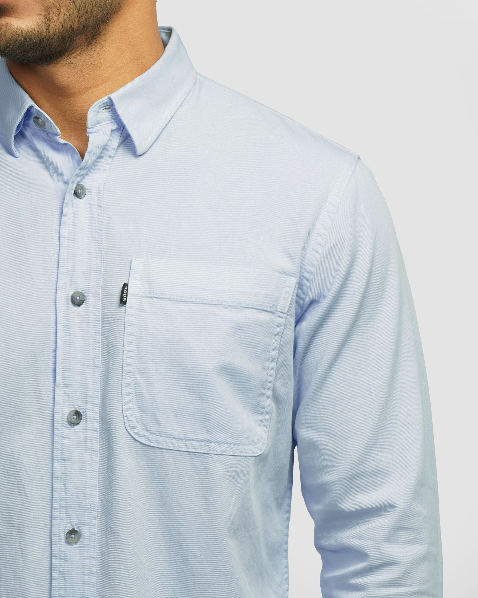 پیراهن آستین بلند ساده مردانه آبی روشن 24421316