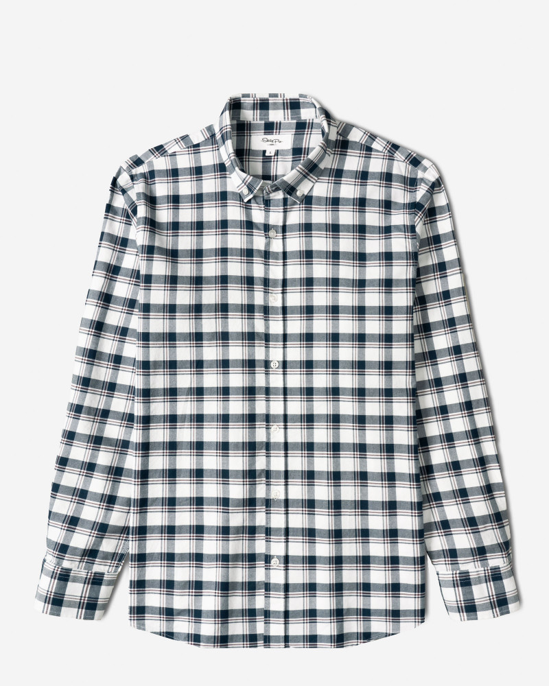 خرید و قیمت پیراهن آستین بلند چهارخانه مردانه سرمه ای 84497287