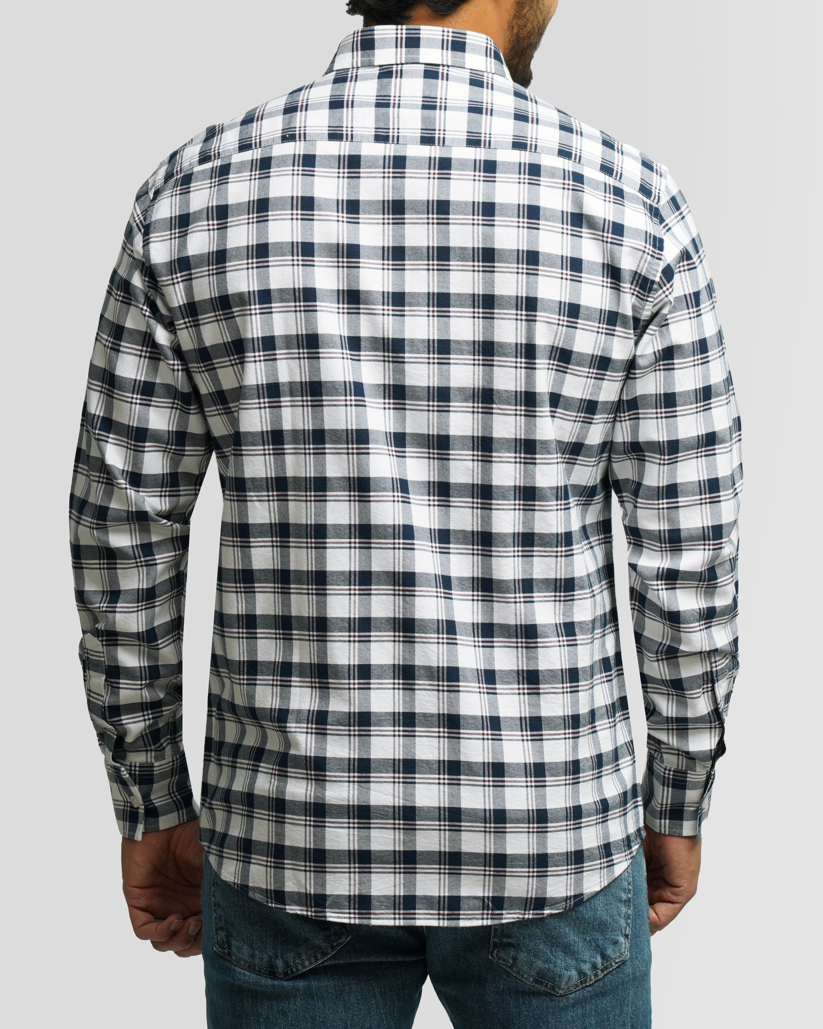 خرید و قیمت پیراهن آستین بلند چهارخانه مردانه سرمه ای 84497287