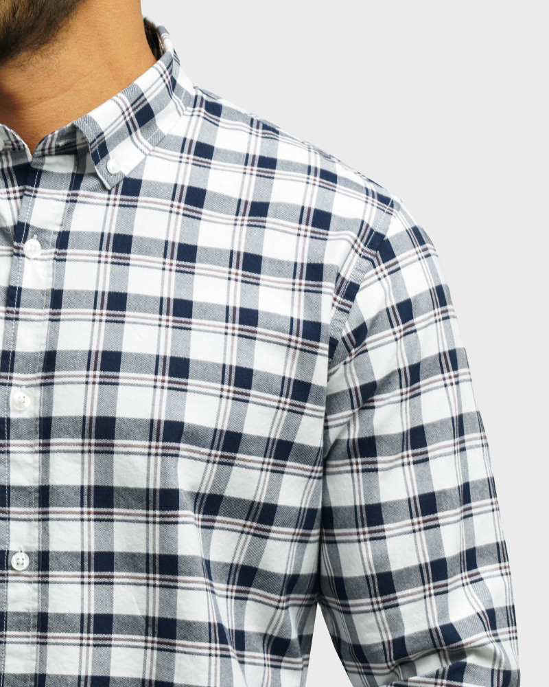 خرید و قیمت پیراهن آستین بلند چهارخانه مردانه سرمه ای 84497287