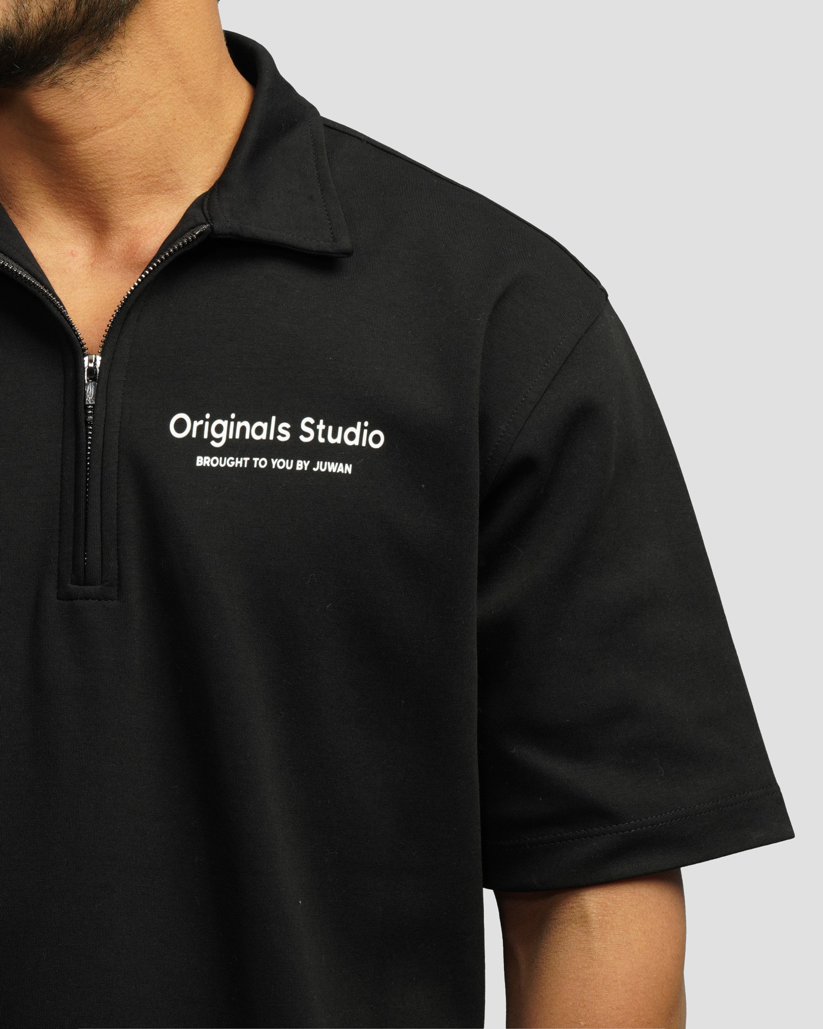 خرید و قیمت پولوشرت نیم زیپ آستین کوتاه مردانه مشکی 24494334