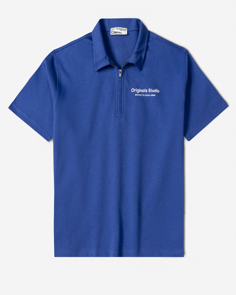 خرید و قیمت پولوشرت نیم زیپ آستین کوتاه مردانه آبی 24494334