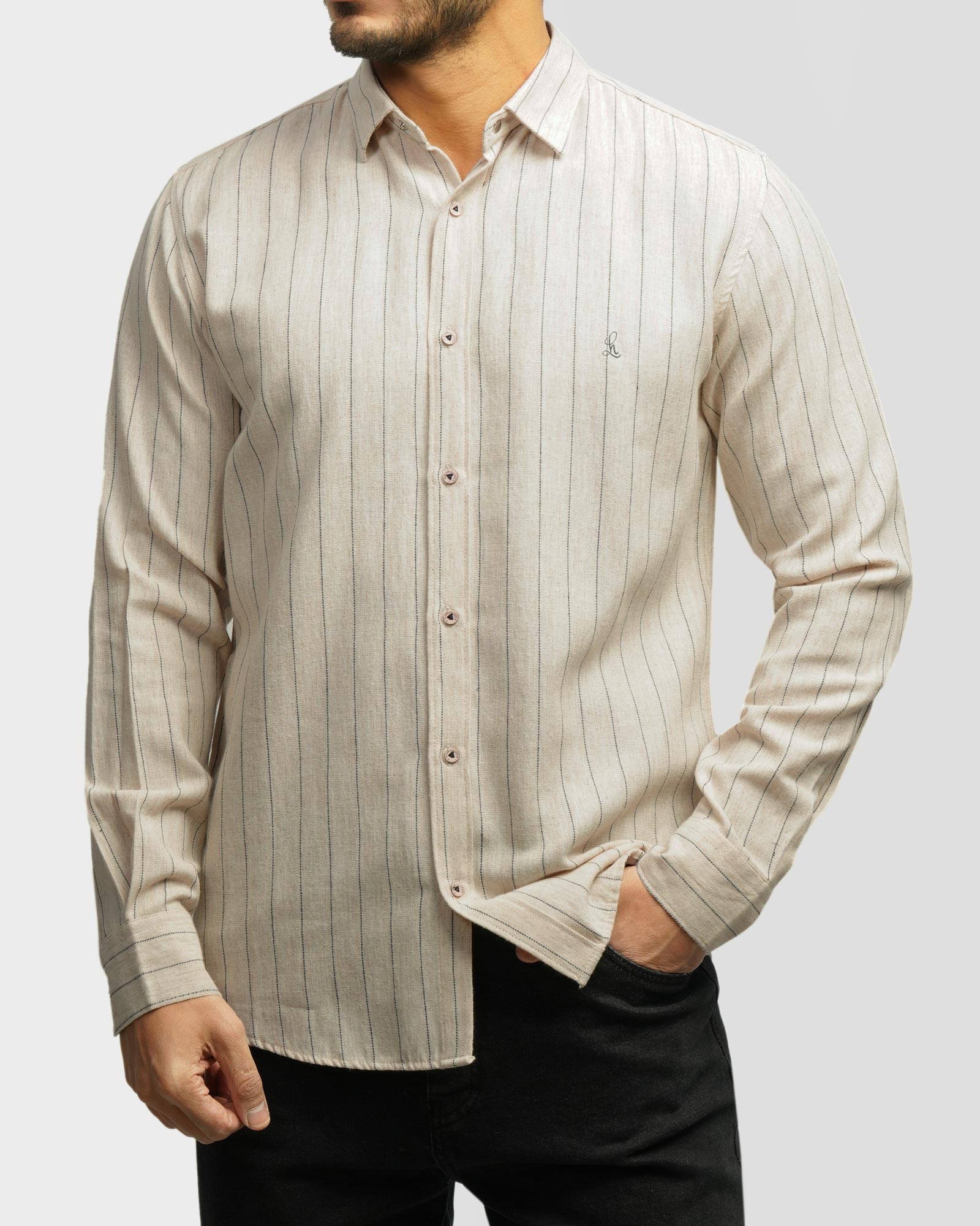 خرید و قیمت پیراهن آستین بلند راه راه مردانه سرمه ای 24466187