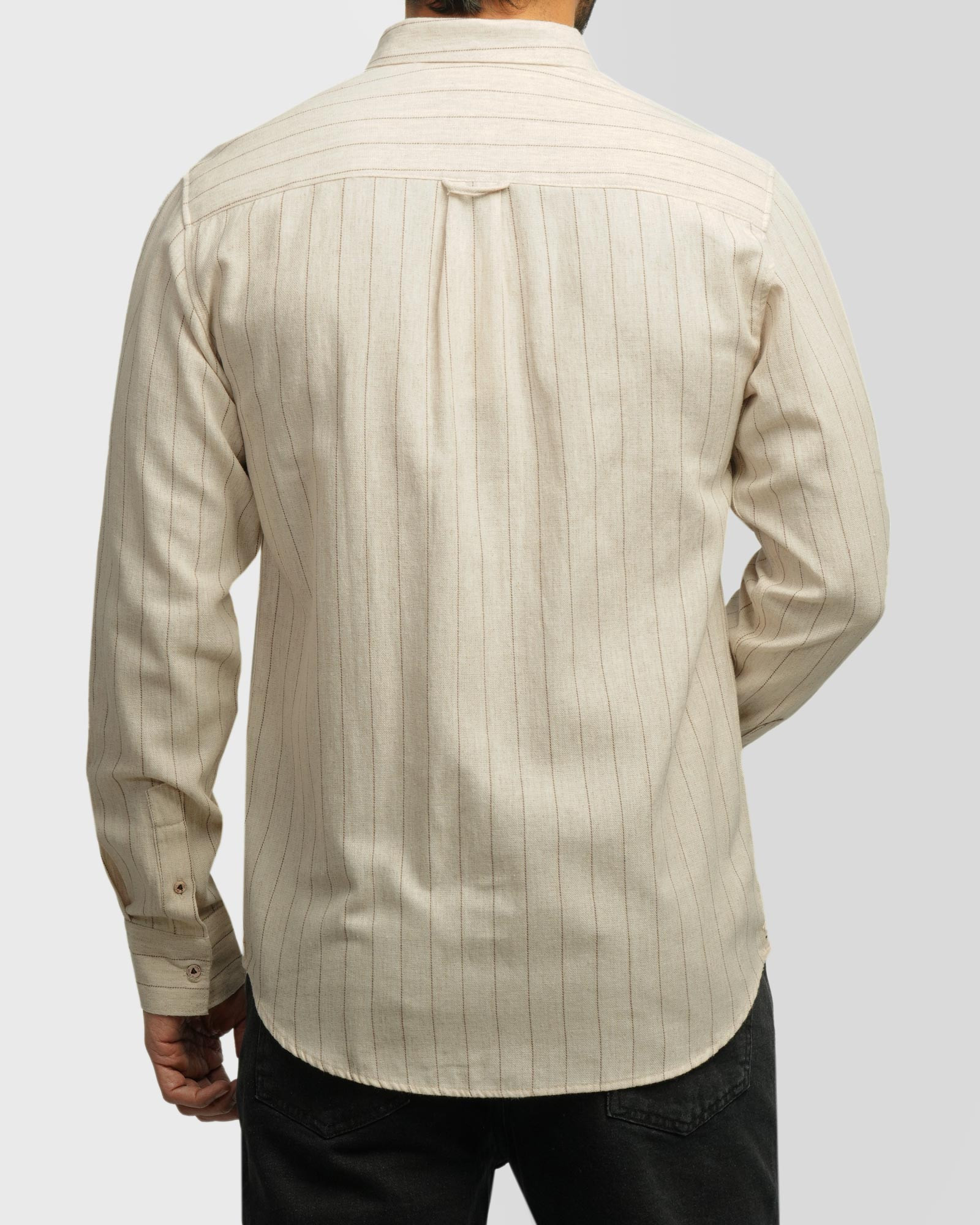 خرید و قیمت پیراهن آستین بلند راه راه مردانه قهوه ای 24466187